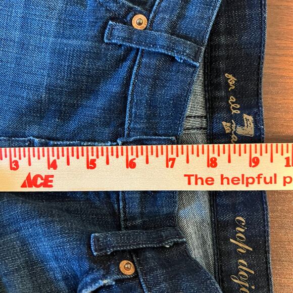 7 For All Mankind Dojo Crop Denim Jeans Capri Wide Leg Dark Wash Size 26* Retro - Picture 9 of 12